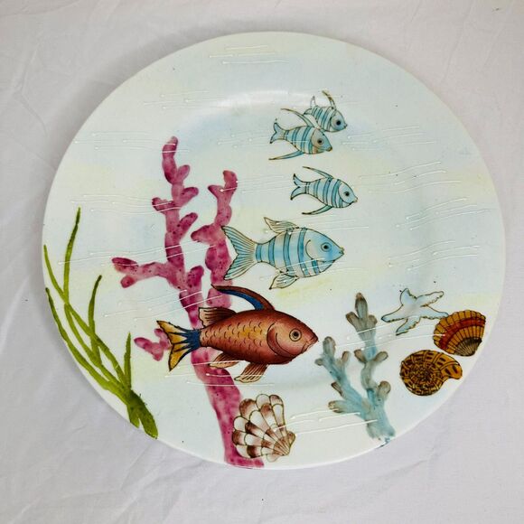 Coral Reef Decorative Painted Plate - Picture 1 of 6